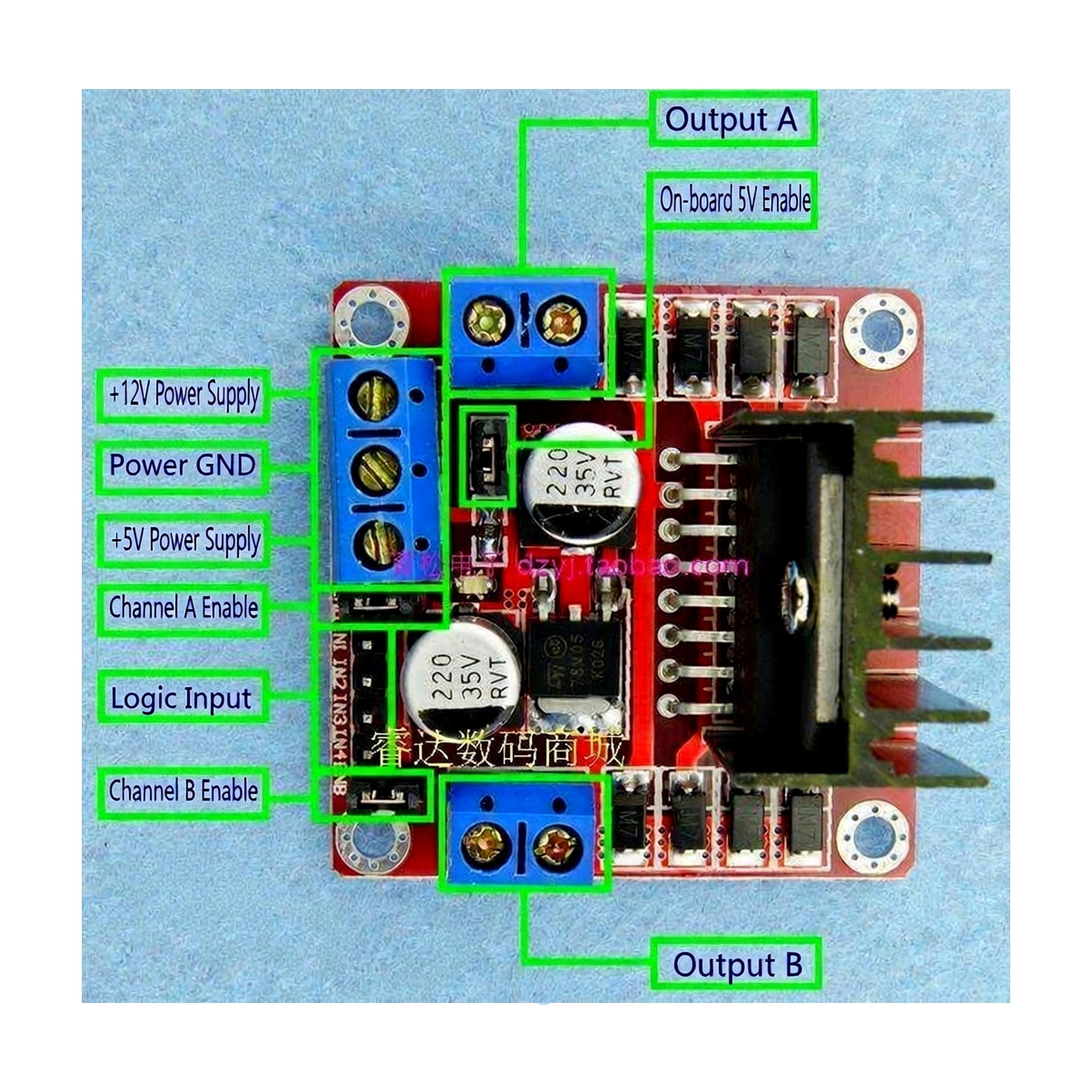 L298N Motor Driver Board Module for Stepper Motor, Smart Car, Robot L298