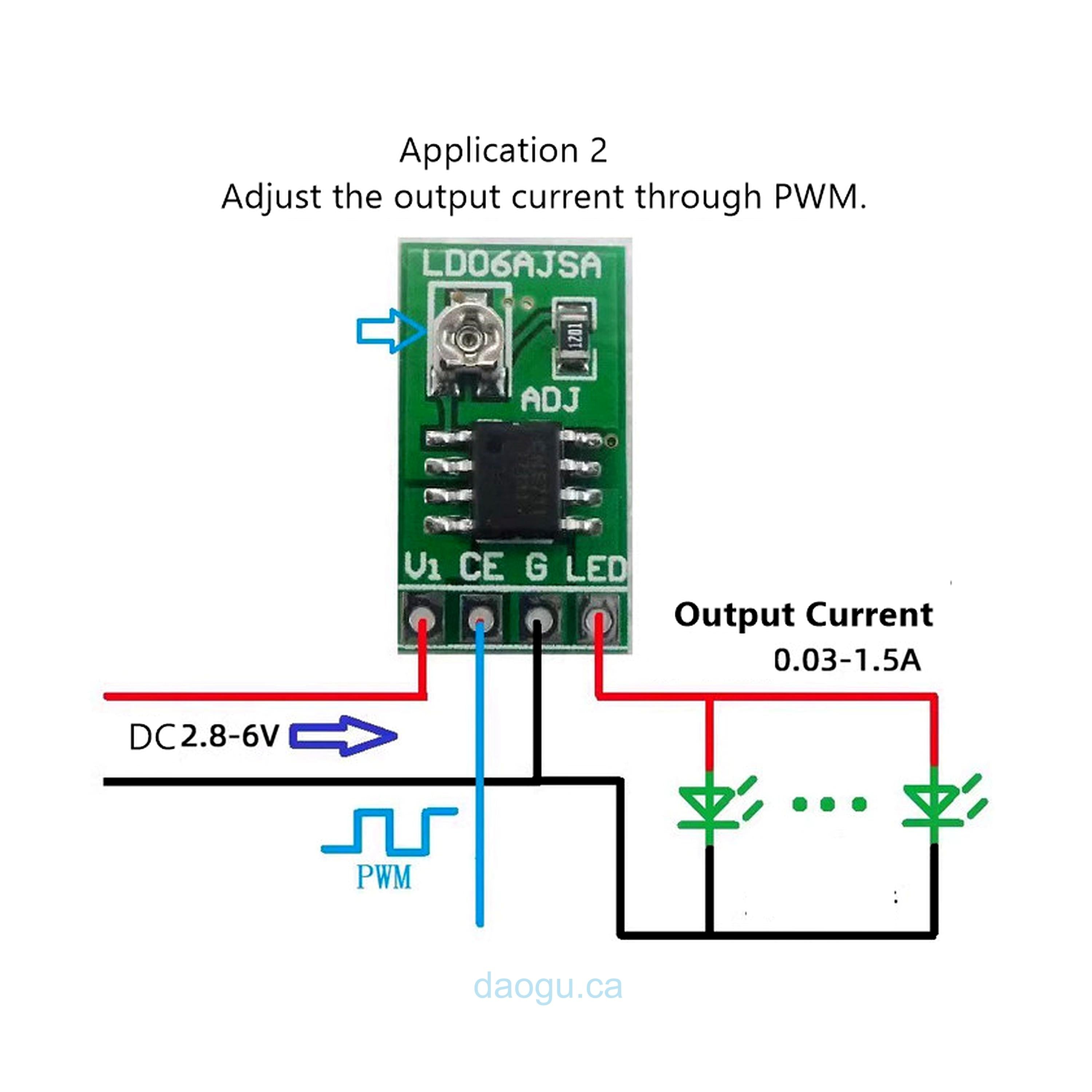 CN5711 LED Driver Module DC 3.3/3.7/5V LED Driver 30-1500mA Constant Current Adjustable