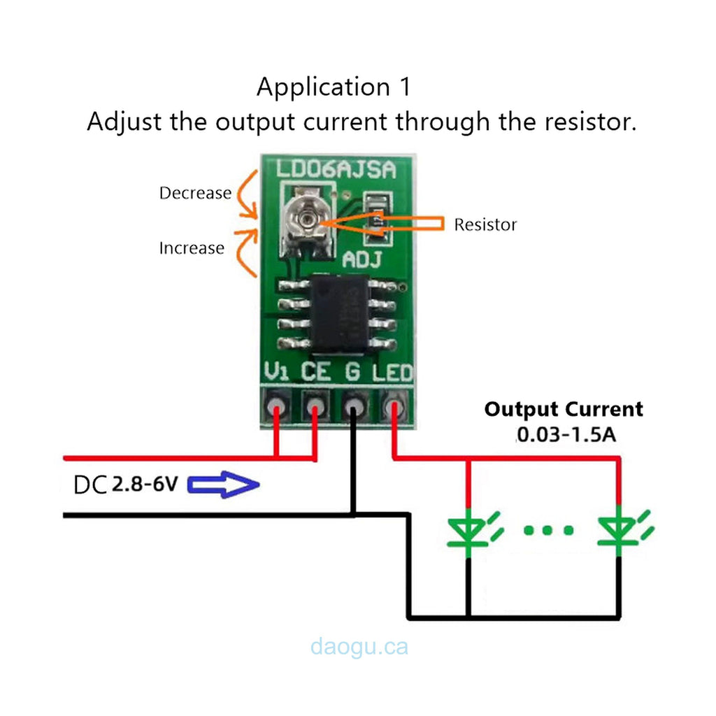 CN5711 LED Driver Module DC 3.3/3.7/5V LED Driver 30-1500mA Constant Current Adjustable
