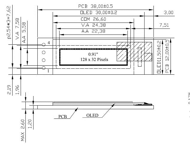 0.91-inch OLED Display Module IIC 12832 LCD Display Device Compatible with 3.3V-5V