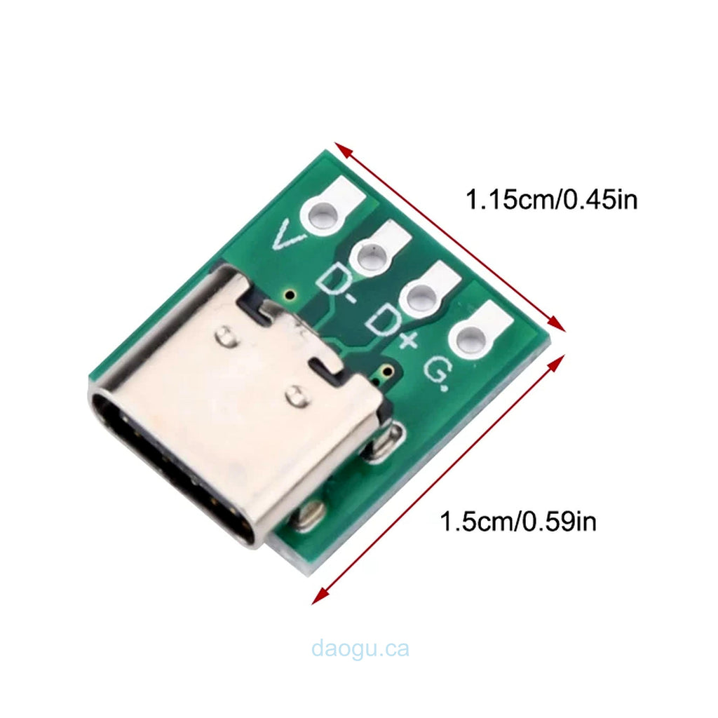 TYPE-C Female Socket Test Board Double-Sided Reversible USB 3.1 16P to 2.54mm
